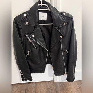 Leather genuine biker jacket S from mango